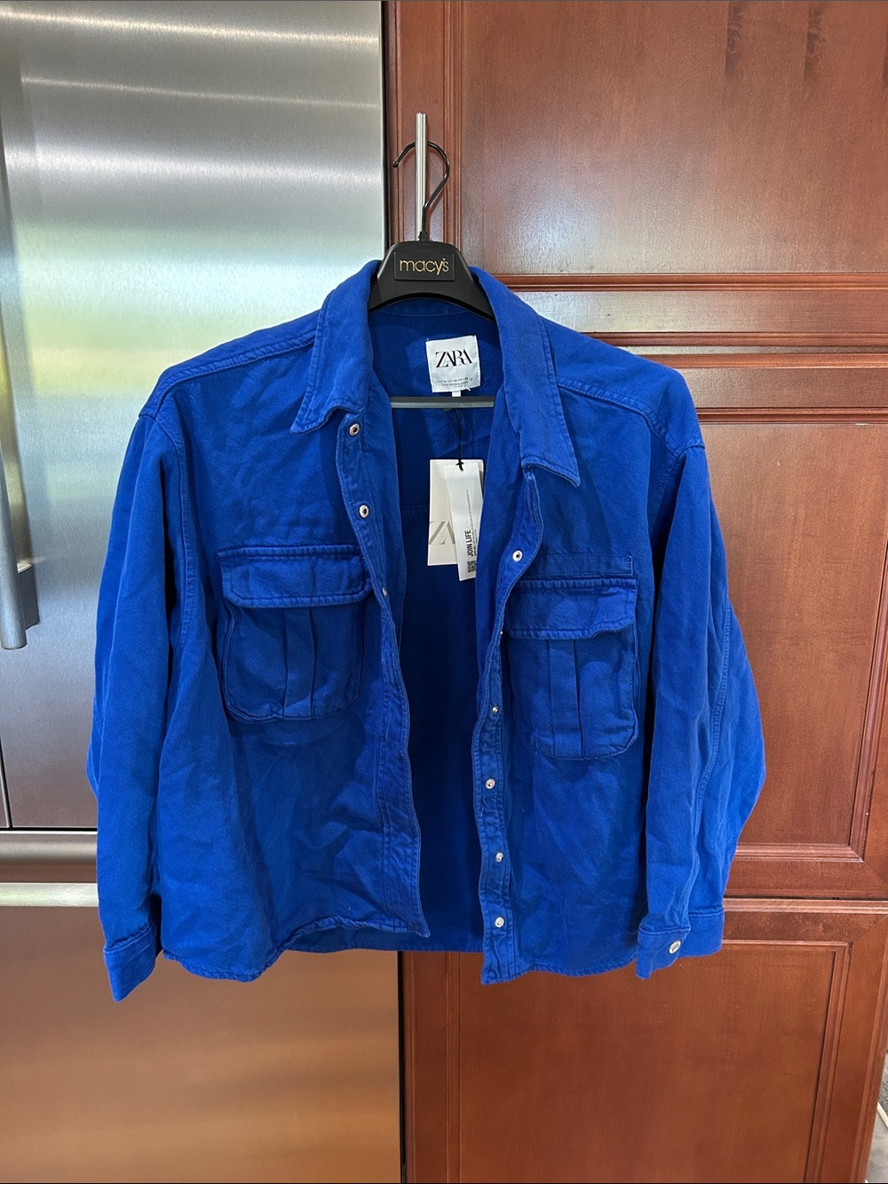 Zara Blue Utility Shirt Jacket